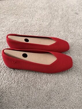 Red Womens Knit Ballet Flats